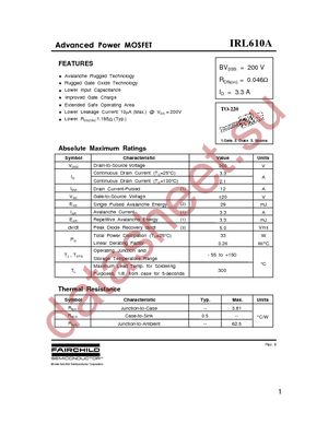 IRL610A datasheet  